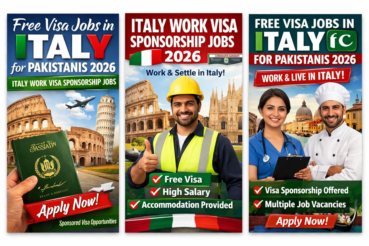 Free Visa Jobs in Italy for Pakistanis